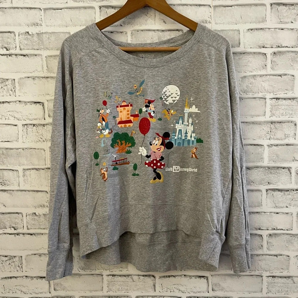 Disney Tops - Women’s Disney Parks 2020 four park logo gray long sleeve sweatshirt XL